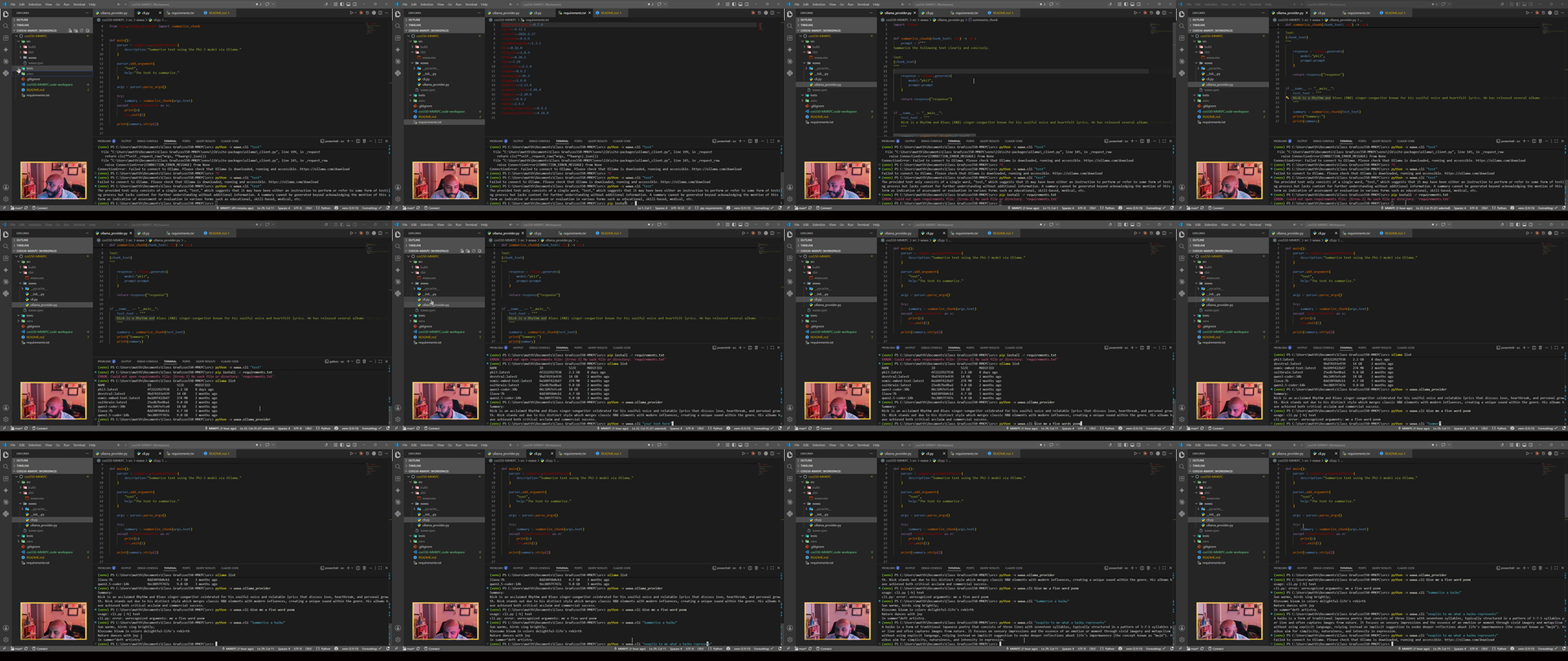 Contact sheet from the Ollama CLI walkthrough
